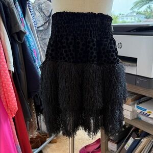Chic Black Fringe Mini Skirt